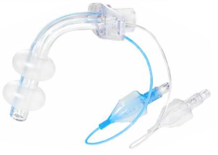 Трахеостомічна трубка з подвійною манжетою низького тиску з фіксованим фланцем